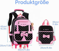 6 Räder Trolley Rucksack Mit Rollen Madchen Schulrucksack Madchen Kinderrucksack Schultasche Schulranzen Mit Rollen Schwarz Grundshule 42X30X20Cm