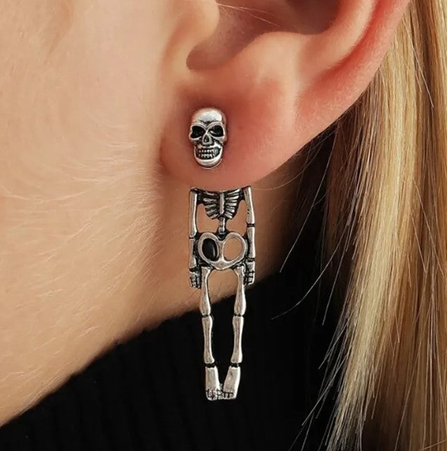 Halloween Totenkopf Ohrringe – Abnehmbare Gothic Ohrstecker mit Skelett-Design