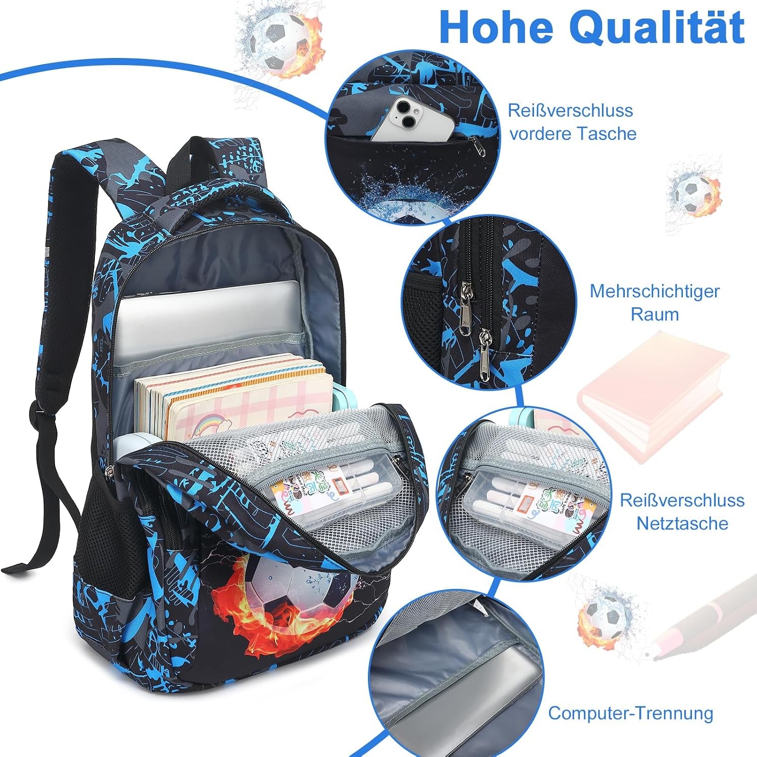 LEDAOU Schulrucksack Junge Teenager Kinder Juvenile Mädchen Daypack Mädchen Freizeitrucksack Backpack