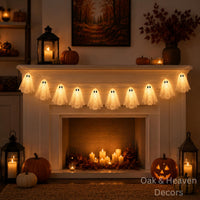Halloween Geister Lichterkette 10 LED Geistergirlande 2 m