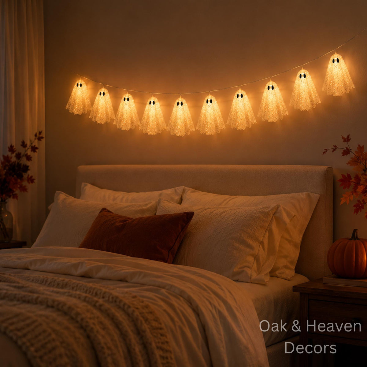 Halloween Geister Lichterkette 10 LED Geistergirlande 2 m