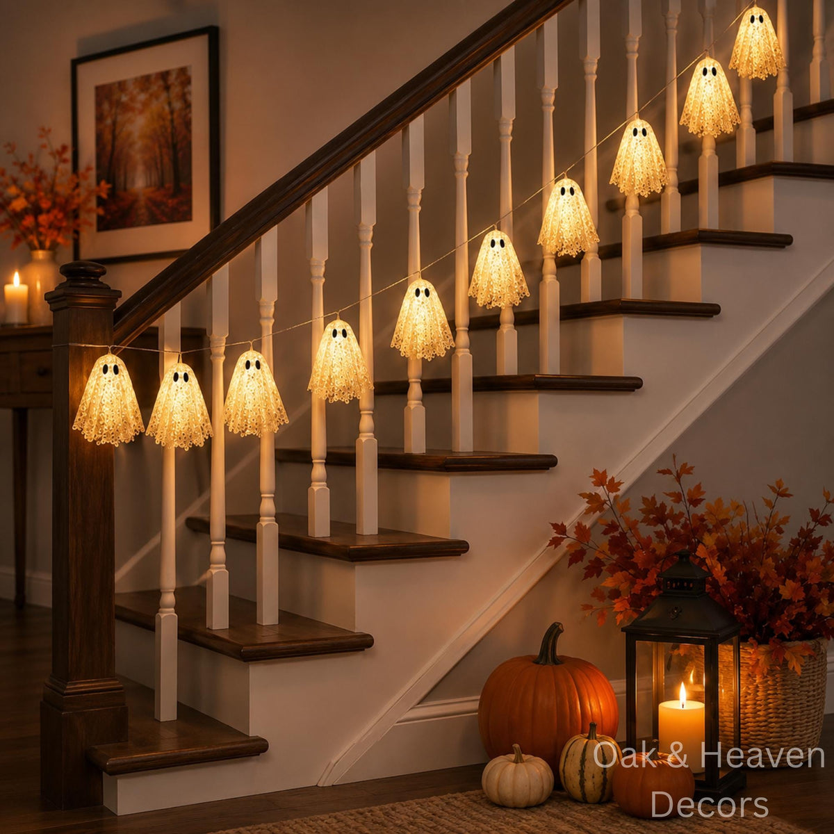 Halloween Geister Lichterkette 10 LED Geistergirlande 2 m