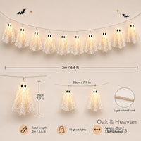 Halloween Geister Lichterkette 10 LED Geistergirlande 2 m
